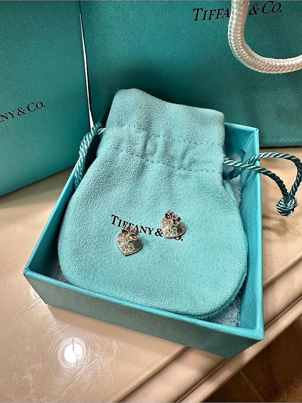 Tiffany & Co. Return to Tiffany Heart Tag Stud Earrings in Silver, Mini. Return